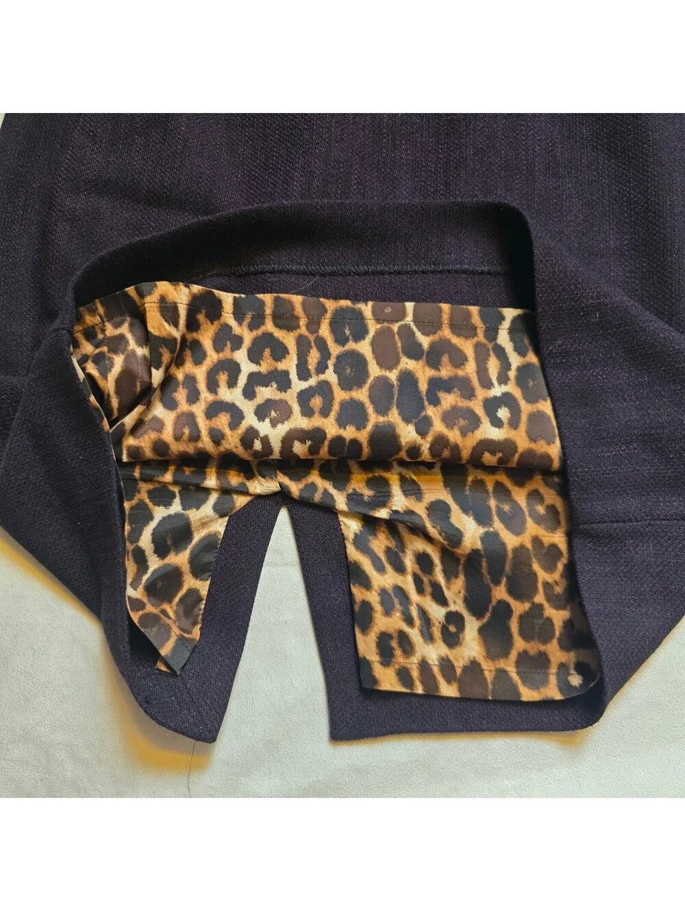 Express Women's Dark Purple Pencil Skirt with Leopard Print Lining, Size 10
